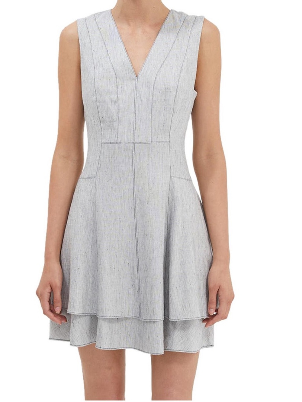 Saba Sweet Sleeveless V-Neck High-Low Dress in Light Gray